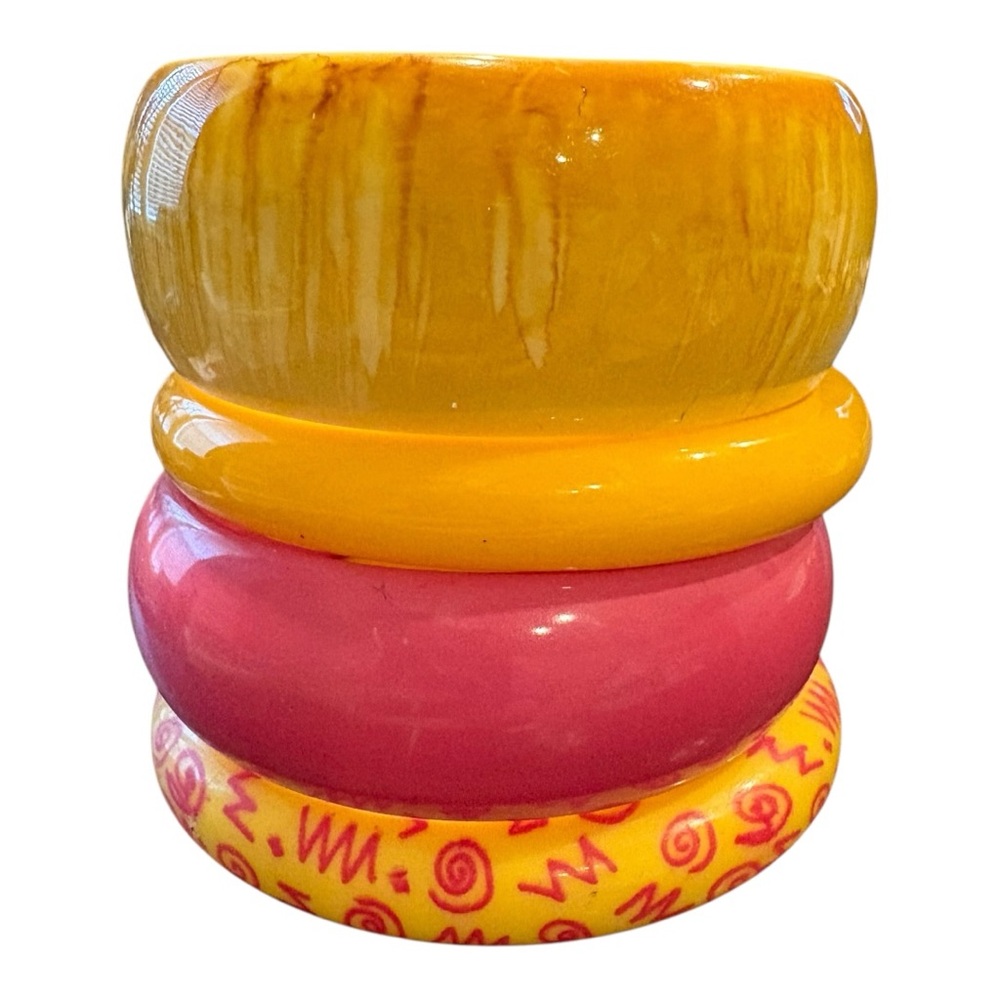 Vintage 80s Acrylic Bangle Set – Barbiecore Memphis MTV Style J17